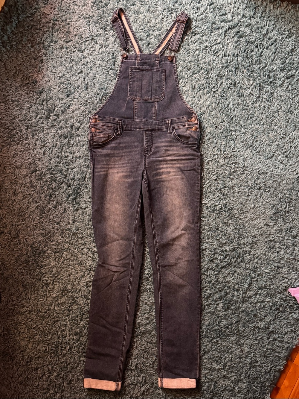 NWOT Justice Girls Medium Blue Stretch Denim Overalls